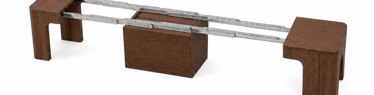 EXTENDR bench mid-extension, showing the internal slide mechanism